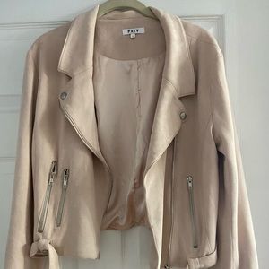 Light Pink Suede Moto Jacket